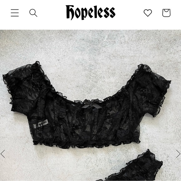 Hopeless Lingerie Lula Sheer Floral Crop Top Black - Large - ethically made - Picture 2 of 3